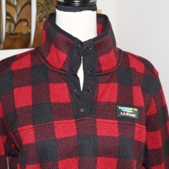 L.L. Bean, Buffalo Plaid Fleece pullover sweater ..... - Picture 4 of 10